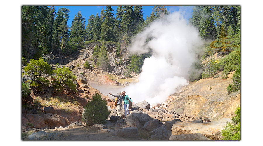 posing with terminal geyser in lassen