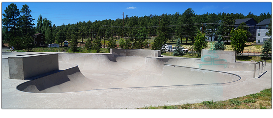 bowl and obstacles at the basin skatepark