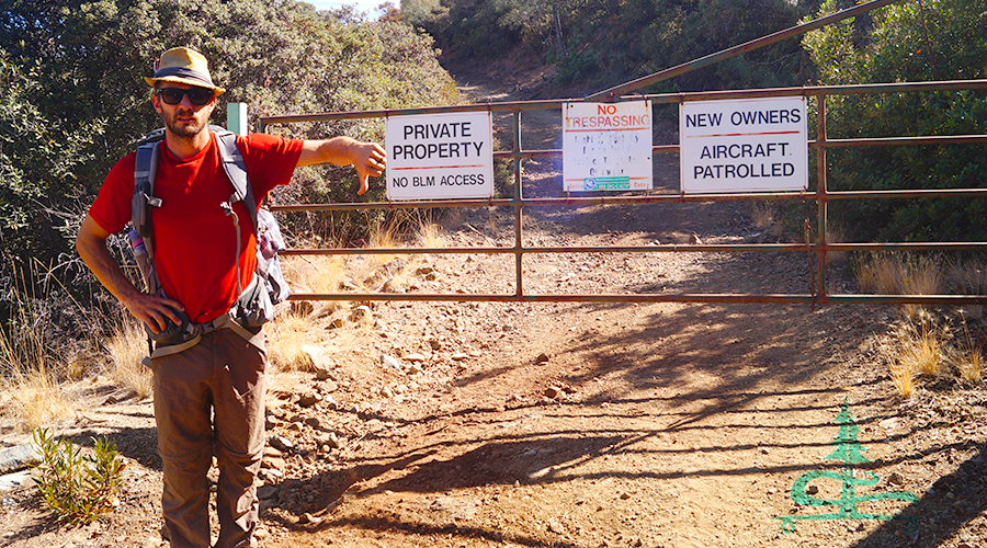 private property gate on the hike to laguna falls