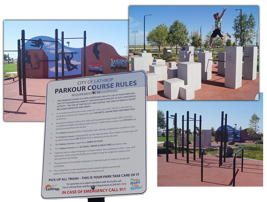 city of lathrop community park parkour course