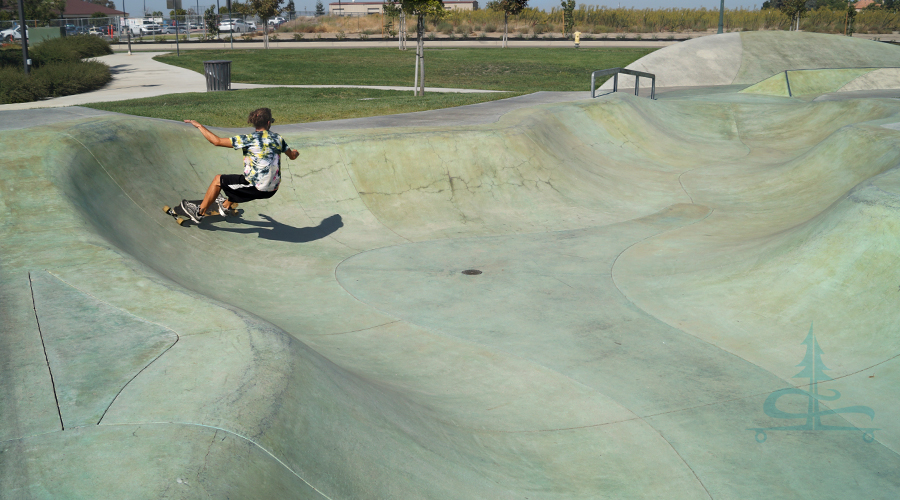 cruising the snake run on a longboard