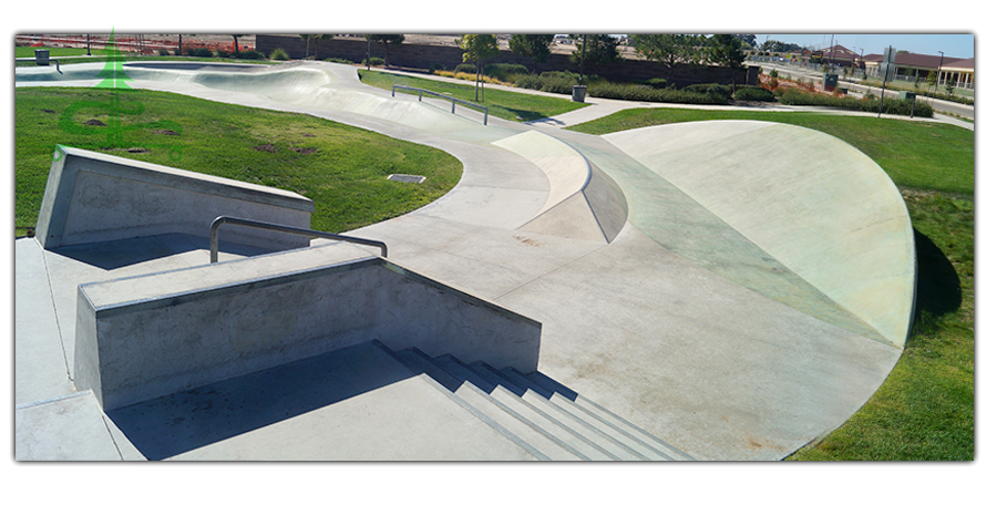 stairs, rails and street obstacles at city of lathrop skatepark