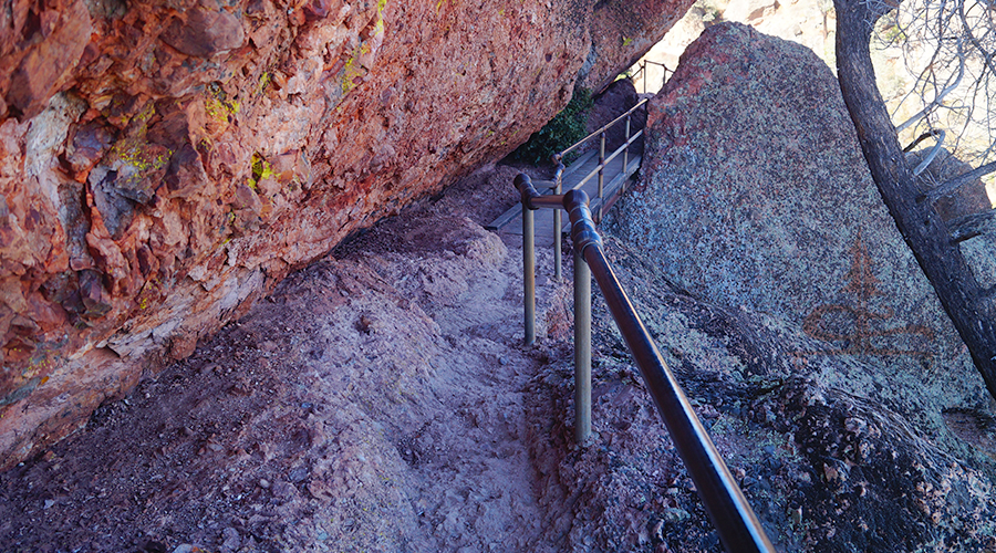 steep and narrow trail hike in pinnacles national park