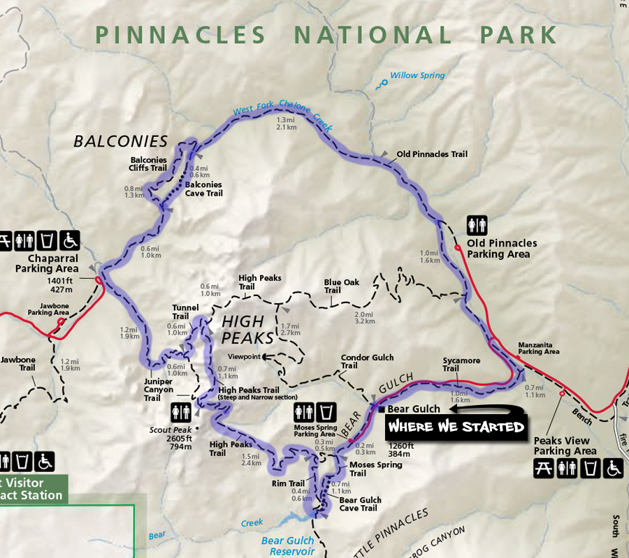 loop hike in pinnacles national park