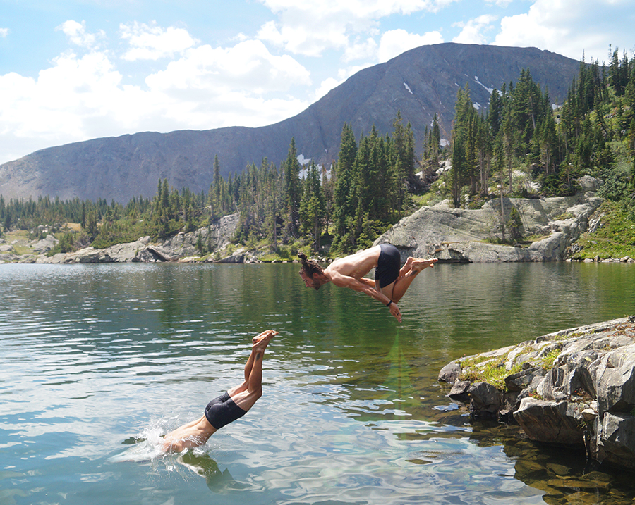 jumping off the rocks into missouri lake