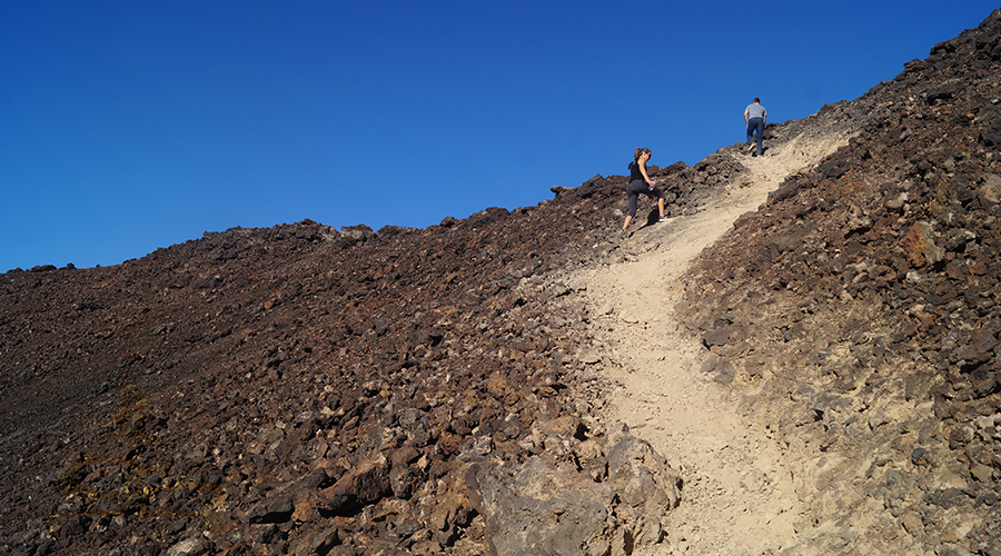 steep ascent to the top of the crater