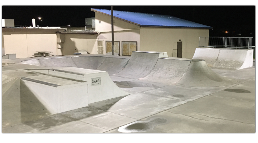 half pipe and banked turn feature at twentynine palms skatepark