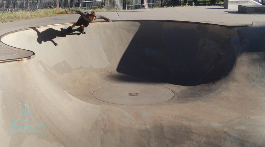 shredding the bowl on a longboard