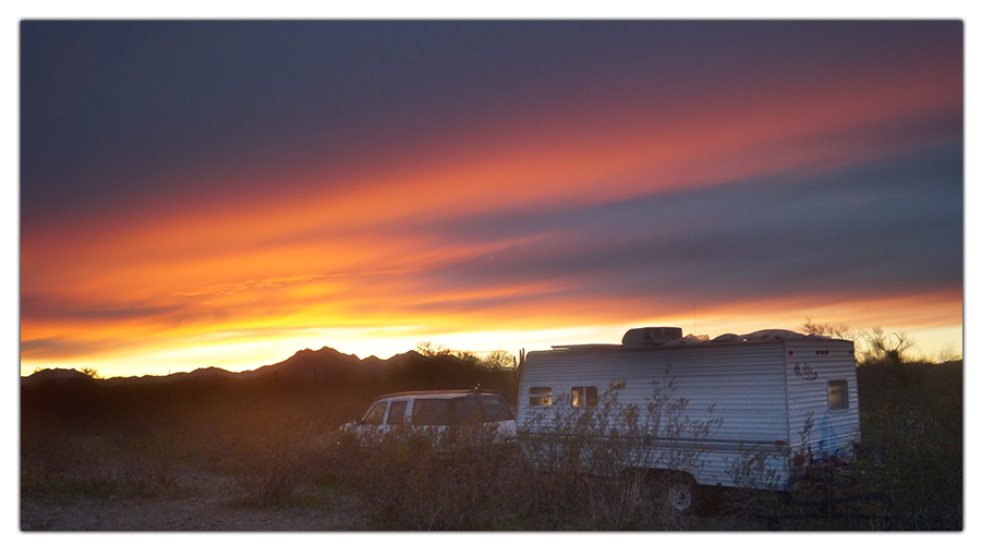 sunset while camping at ironwood forest national monument