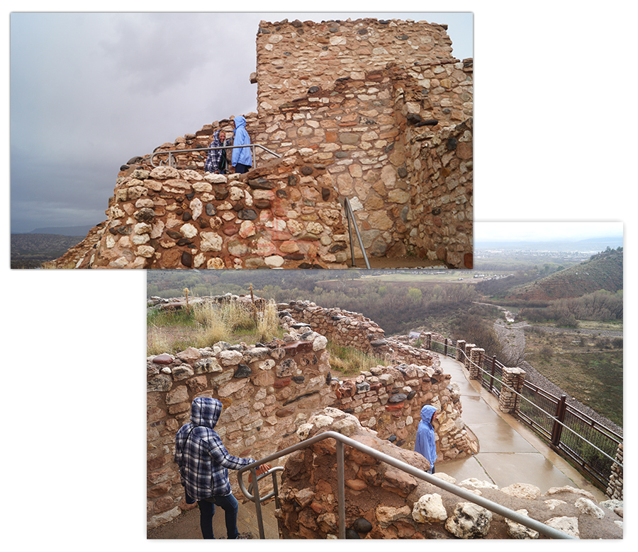 climbing among the tuzigoot pueblo at tuzigoot national monument