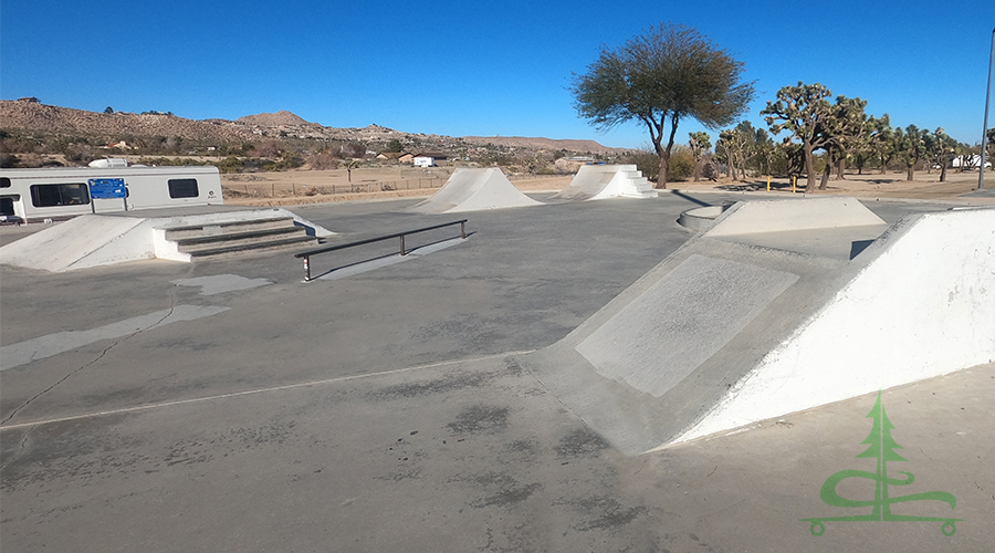 ramps, stairs and rails at the yucca valley skatepark