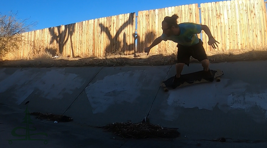longboarding the drainage ditch walls