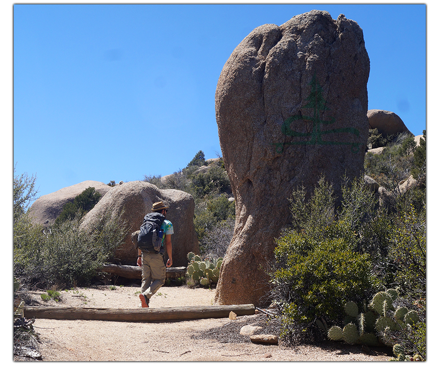 huge boulder while hiking little granite mountain loop