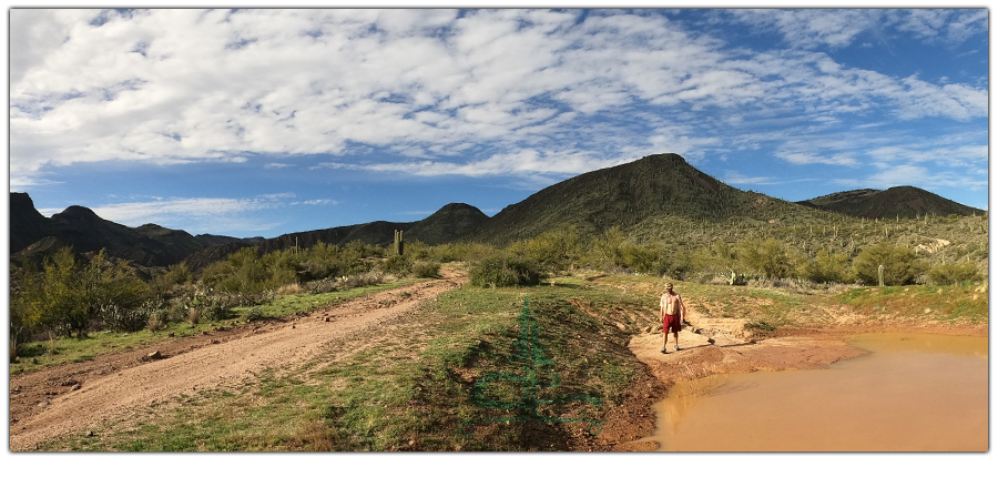 a mud pond in the desert hills