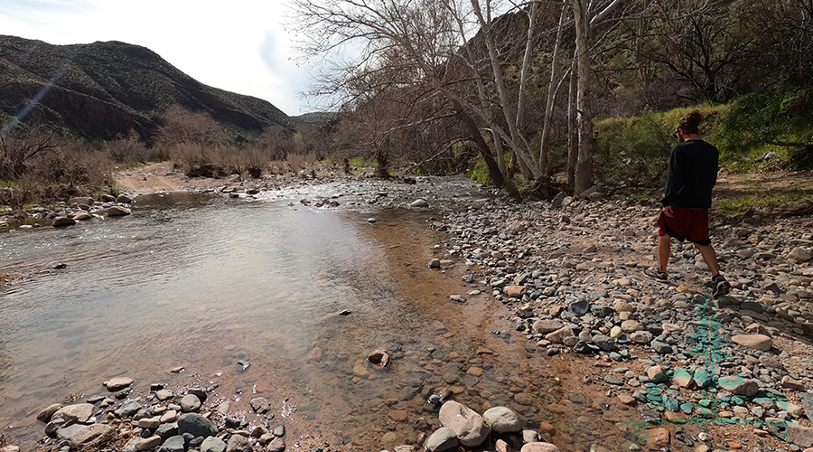 checking out the water while camping near sycamore creek