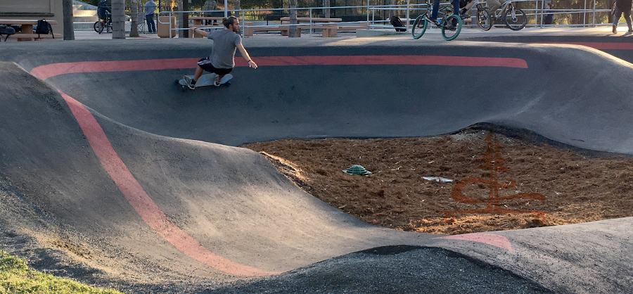 cruising the smooth banked turn at the temecula pump track