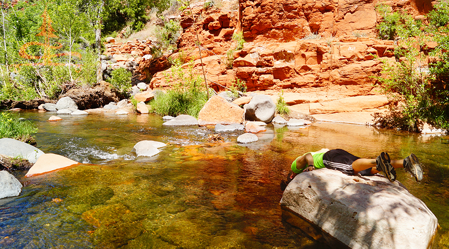 cooling off while hiking west clear creek trail