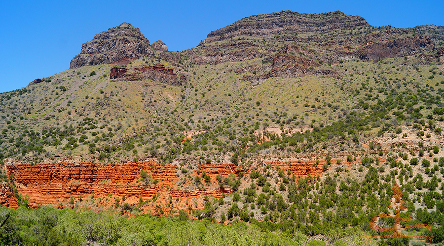 view from the trail while hiking above the creek