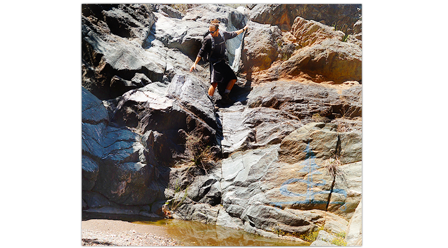 climbing around while camping near mayer