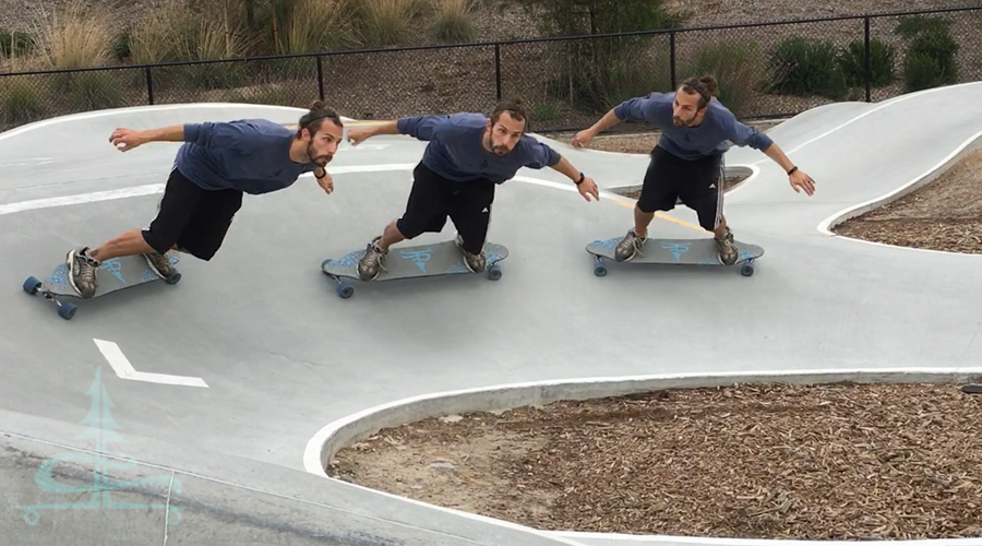 longboarding in a pump track