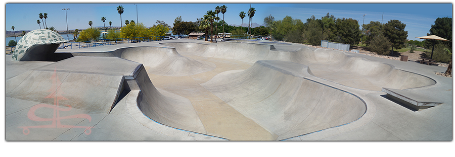 full view of the lake havasu skatepark vert section