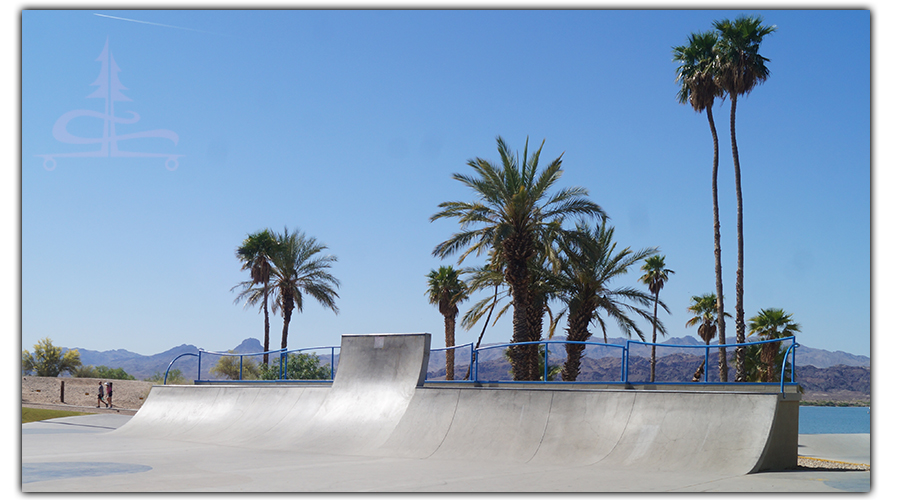 street section with a view at the lake havasu skatepark