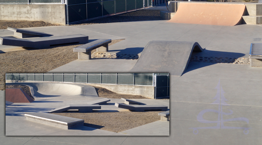 quarter pipe, boxes and gaps at copper sky skatepark in maricopa