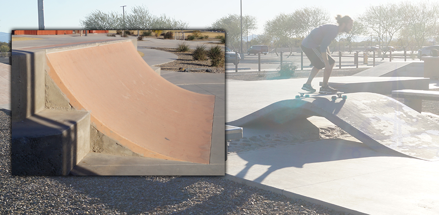 quarter pipe and smooth hump feature