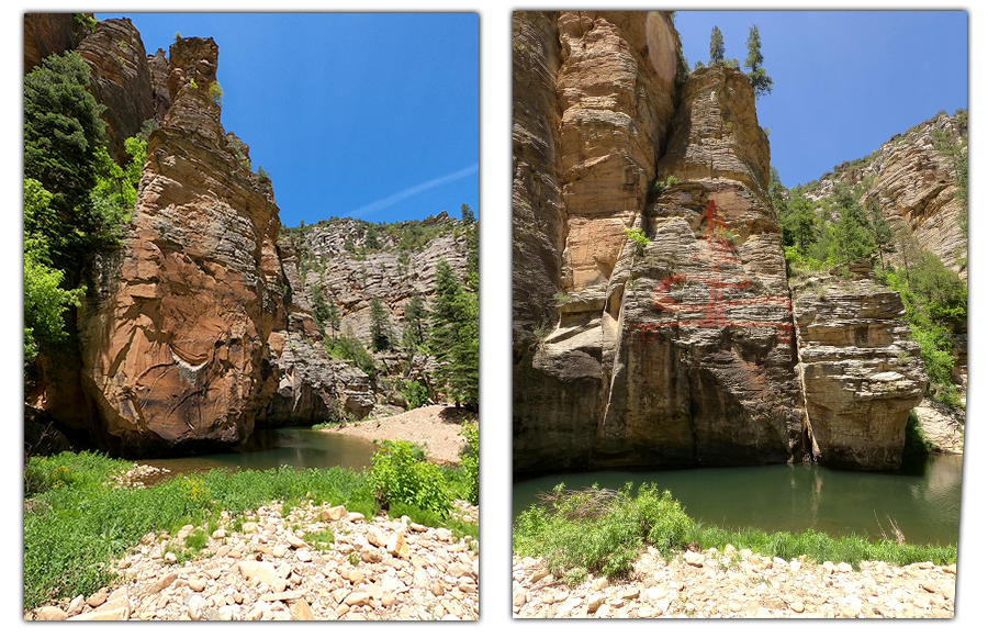 towering canyon walls next to west clear creek