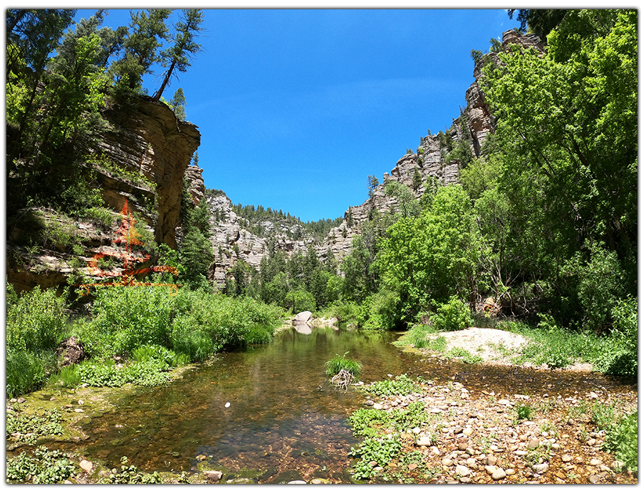 west clear creek running through the canyon