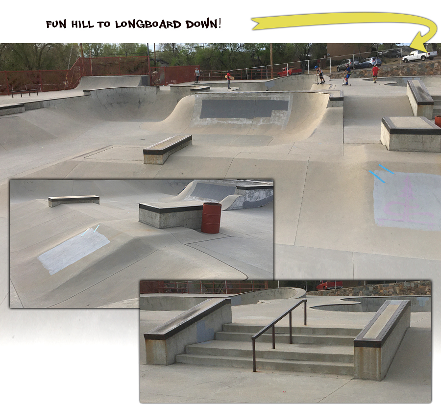 variety of obstacles at the skatepark in prescott