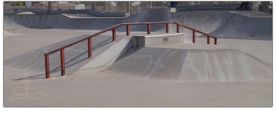 boxes and rails at the chandler skatepark