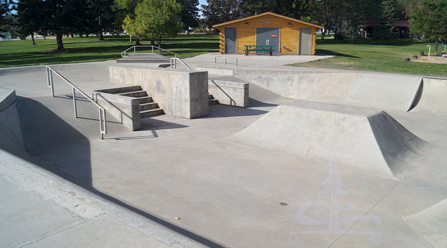 various obstacles at the skatepark in monticello