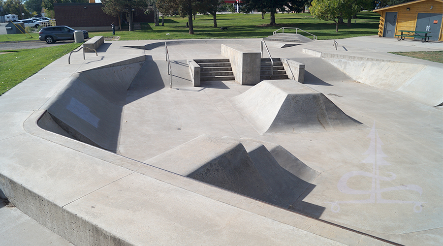 view of the skatepark in monticello from the perimeter