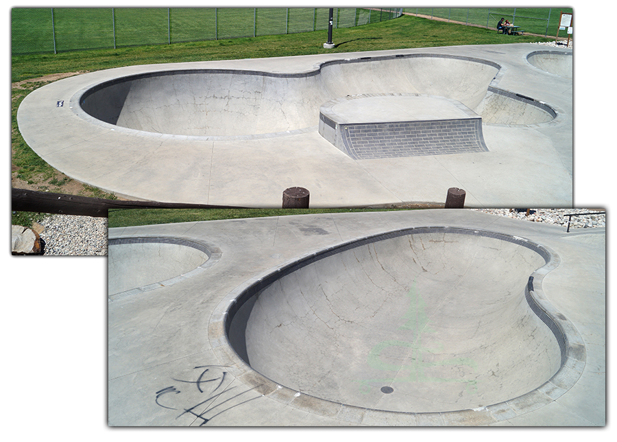 two bowls lined in coping at the gunnison skatepark