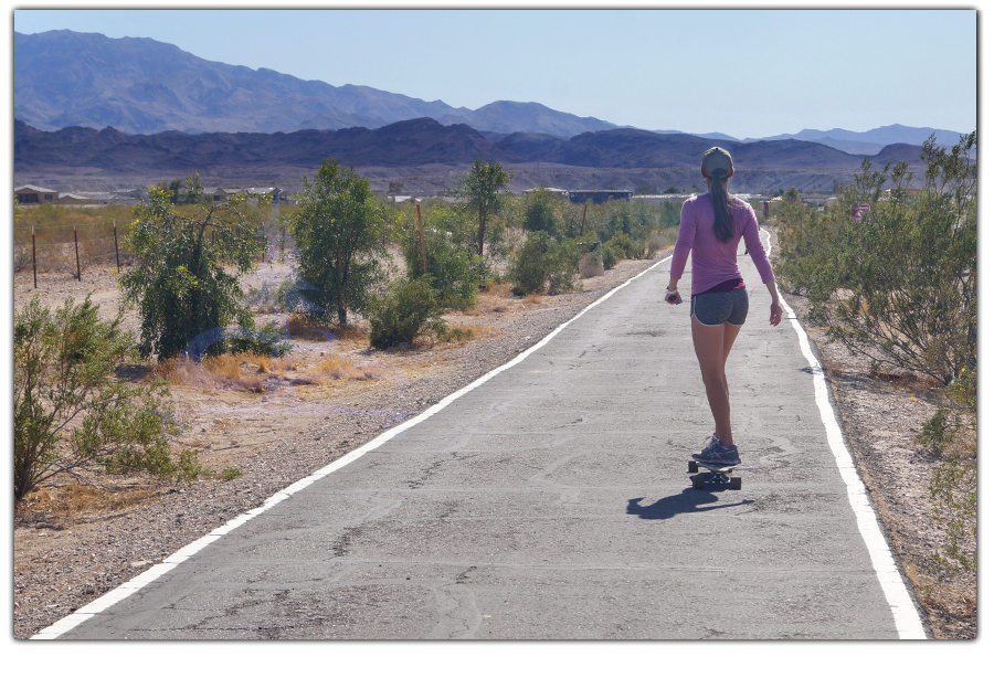 nice scenery while longboarding island trail in lake havasu