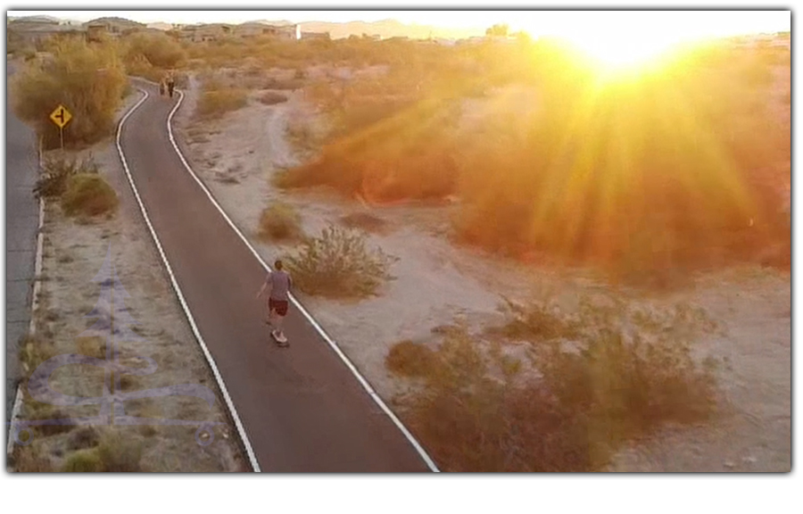 sun setting while longboarding island trail