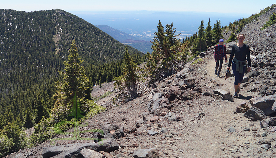 hiking up the switchbacks to humphreys peak