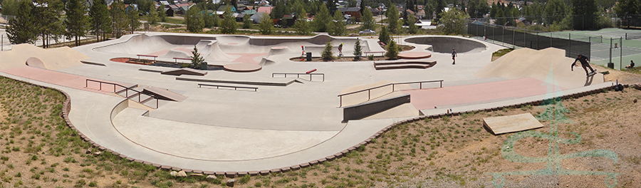 view of the large, diverse leadville skatepark