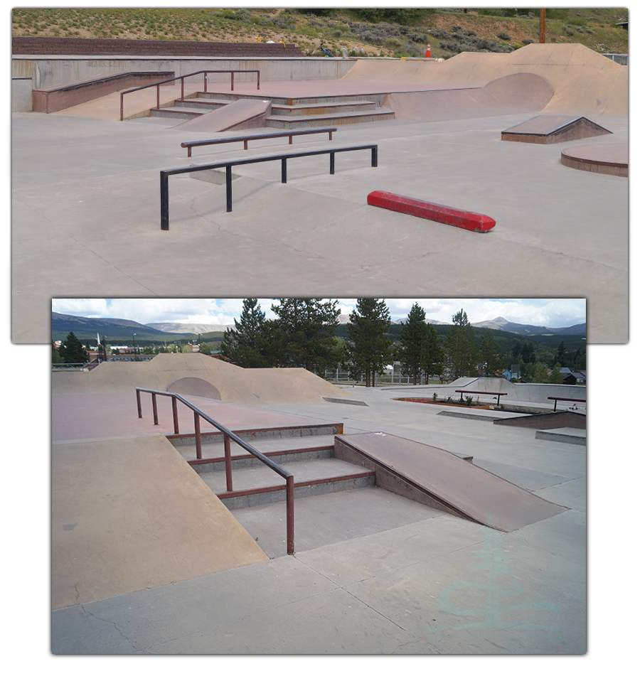 ramps, stairs and rails at leadville skatepark