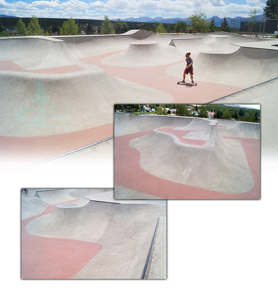 longboarding in the main bowl area of the Leadville Skatepark