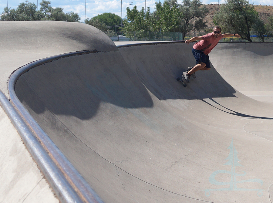 longboarding on the banked walls