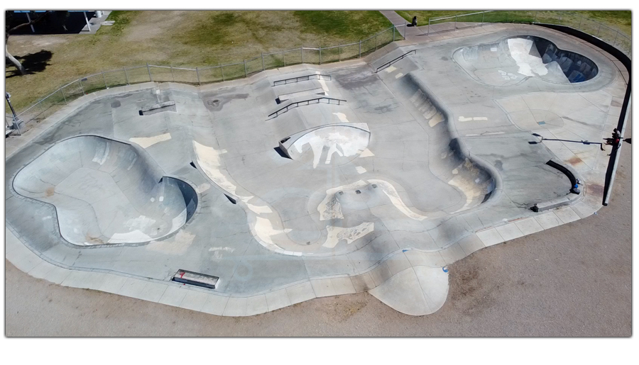 aerial view of needles skatepark