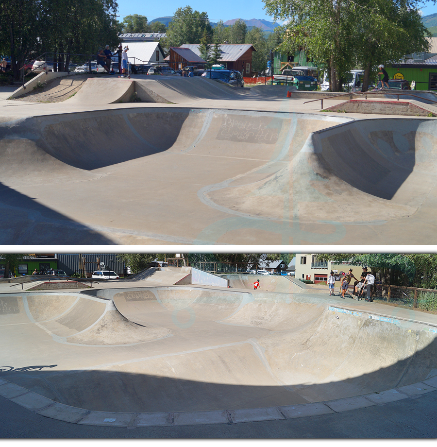 street and vert obstacles at the big mine skatepark in crested butte