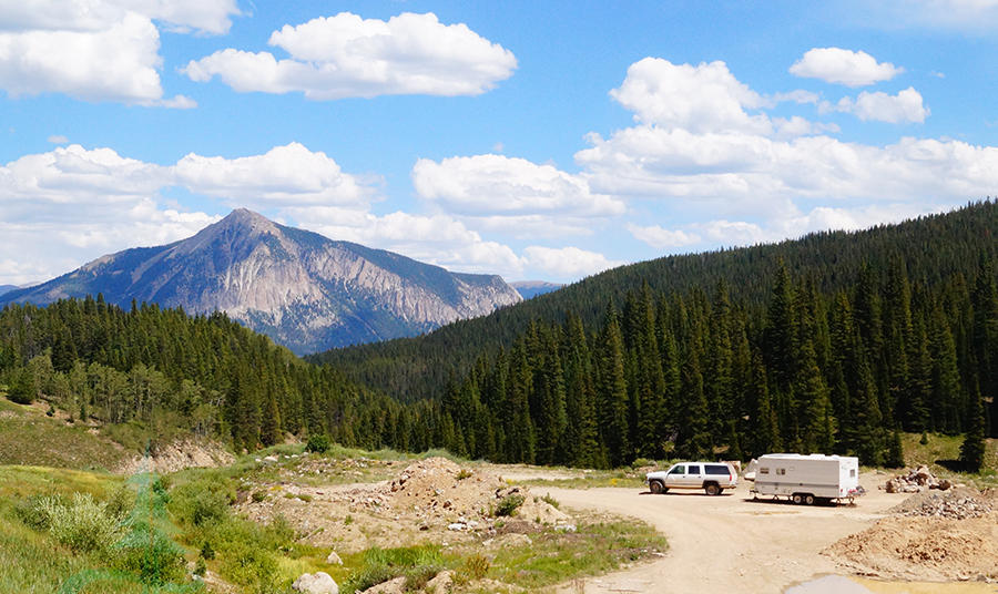 crested butte camping on the hilltop with a view