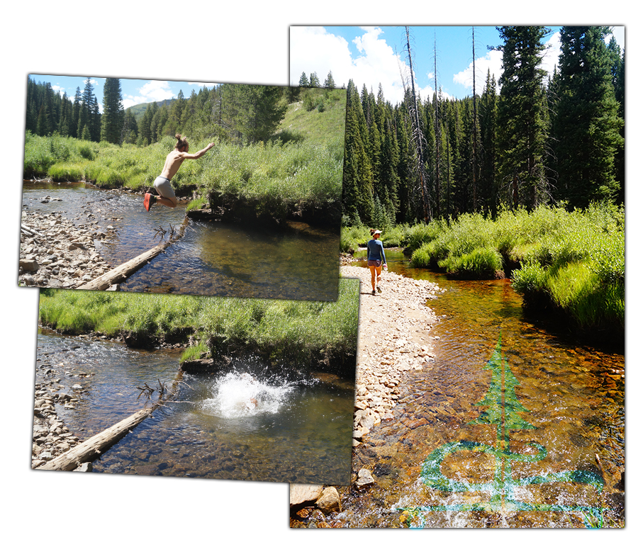 exploring the stream while camping near crested butte