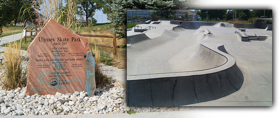 longboarding at Ulysses Skatepark in golden, colorado