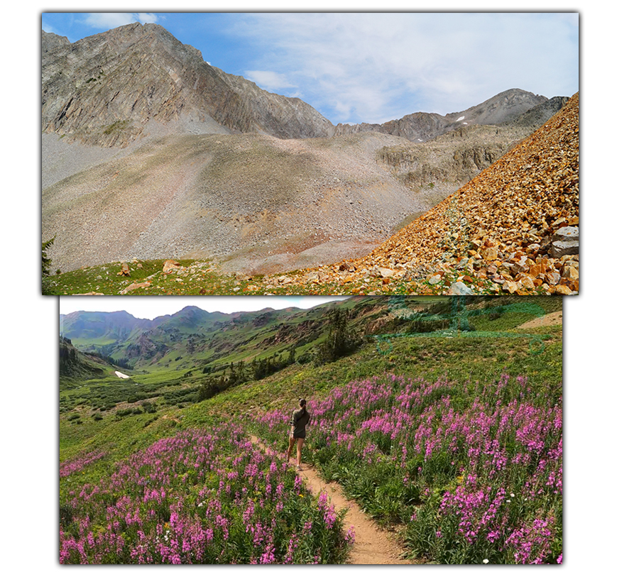 rocky, steep mountains at the end of the trail