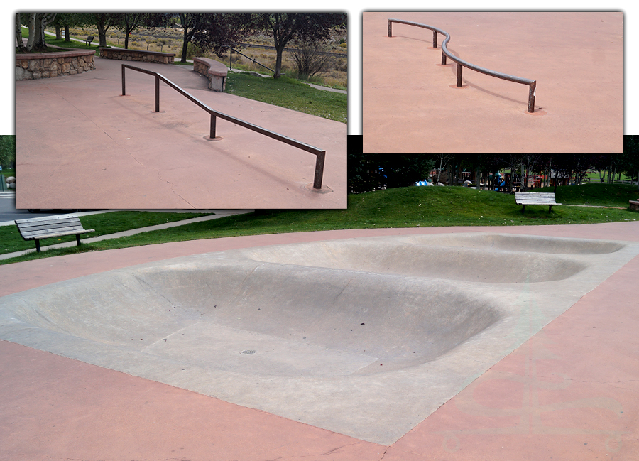 rails and a series of shallow bowls back to back with smooth transitions 