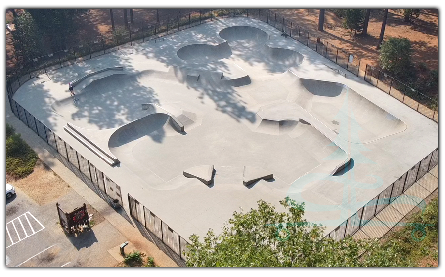 aerial view of the layout of the grass valley skatepark